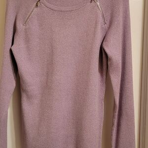 New York & Company Lilac Sweater with Zipper Details